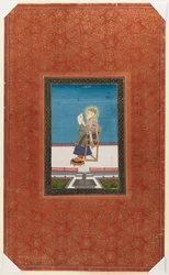 Shah Jahan haukalla, 1875-1900 (läpinäkymätön wc ja kultaa paperilla)