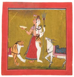 Shiva Ardhanarishvara, n. 1715 (läpinäkymätön wc, kultaa ja hopeaa paperilla)