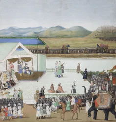 Turkin sulttaani Bayazid toi vangiksi ennen Timuria, n. 1850 (läpinäkymätön wc ja kultaa paperilla)