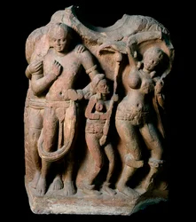 Rikas kurtisaani Vasantasena (veistos, Kushan Empire)