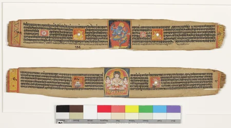 Yläosa: Dancing Shaver; Alhaalla: Bodhisattva Sadakshi Awolokiteshwara ja Attendants, CII- (OPQW & Inc Palm Leaf)