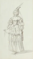 Chloris: vaihtoehtoinen luonnos Henrietta Marialle, n. 1631 (kynä ja muste paperille)