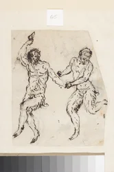 Satyrs (kynä ja ruskea muste paperille)