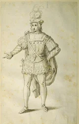 Nuoret muinaisessa brittiläisessä asussa, n. 1611 (kynä ja muste paperille)