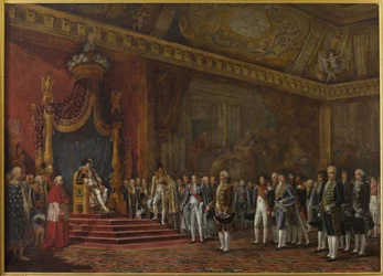 Rooman senaatin valtuuskunta esittelee kunnianosoituksensa Napoleon I:lle 16. marraskuuta 1809 1810.
