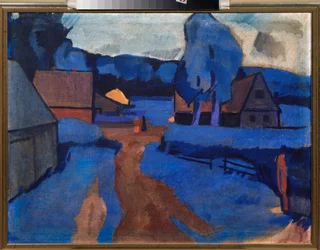 Sininen maisema - Iosiph (Iosif) Solomonovich Shkolnik (1883-1926), öljy kankaalle, noin 1910 - Venäjän taide, 1900-luku, avantgarde - Yksityinen kokoelma