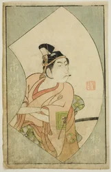 Näyttelijä Ichikawa Raizo II elokuvasta "A Picture Book of Stage Fans (Ehon Butai Ogi)"