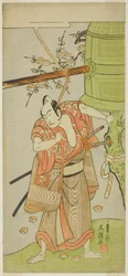 Näyttelijä Ichikawa Yaozo II Yoshimine no Munesadana näytelmässä Kuni no Hana Ono no Itsumoji, esitettiin Nakamura-teatterissa yhdestoista kuukaudessa, 1771