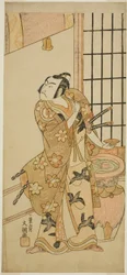Näyttelijä Sawamura Sojuro II Kudo Suketsunena (?) näytelmässä Edo no Hana Wakayagi Soga (?), joka esitettiin Ichimura-teatterissa (?) toisessa kuussa, 1769 (?)
