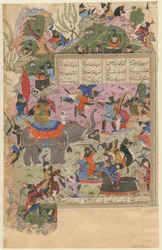 Iskandarin taistelu Zanjin kanssa Nizamin Khamsan käsikirjoituksesta, 1540-1545