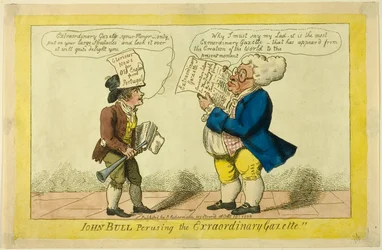 John Bull lukemassa Extraordinary Gazette -lehteä