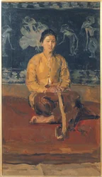 Istuva jaavalainen nainen, noin 1916