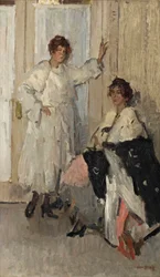 Mannekiinit Ippy ja Gertie Hirschissä, Amsterdamissa, n. 1915-1917 (öljy kankaalle)