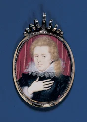Nuoren herrasmiehen muotokuva, n. 1615 (akvarelli persukankaalla, hopeakullattu kehys)