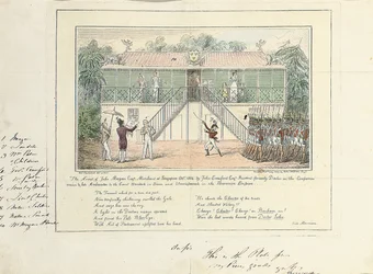 John Morganin pidätys, Merchant, Esq., Singapore, lokakuu 1824, John Crawford Esq., asukas, entinen yrityspalveluiden tohtori, edesmennyt tuomioistuimen suurlähettiläs, Bangkok, Siam ja Umrapoorah, Burman valtakunta, toukokuu 1827