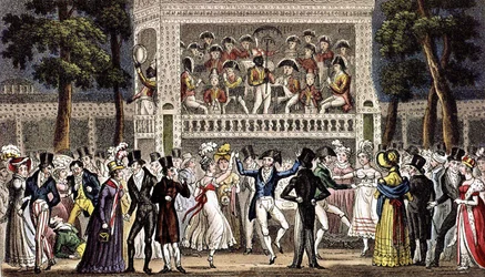 Ball Vauxhall Gardenissa Lontoossa c. 1830, kaiverrus