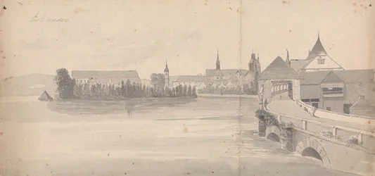 Kylä järven rannalla