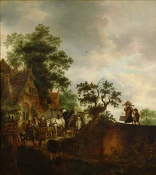 Matkailijat pysähtyvät majatalossa, 1645