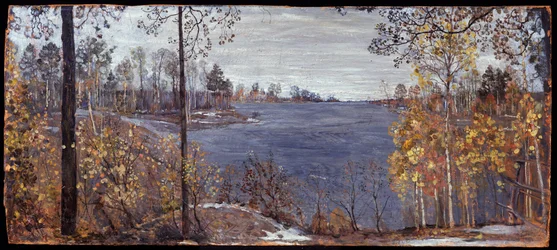 Myöhäinen syksy (Late Automn). Isaak Izrailevich Brodsky (Brodsky) (1884-1939) maalaus, öljy kankaalle