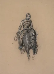 Sotilas hevosen selässä, n. 1860.