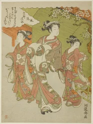 Ono no Komachi vierailulla Kiyomizu-temppelissä, sarjasta The Fashionable Seven Komachi (Furyu nana Komachi).
