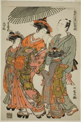Shioginu of the Tsutaya, sarjasta "Models for Fashion: New Designs as Fresh as Young Leaves (Hinagata wakana no hatsu moyo)"