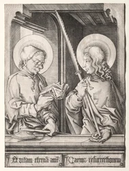 Kaksitoista apostolia goottiisissa ikkunoissa: St. Matthias ja St. Judas Thaddaeus.