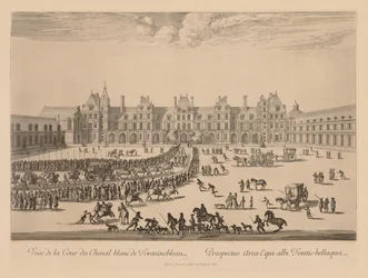 Näkymä Cour du Cheval-Blancille Fontainebleaussa, 1667.