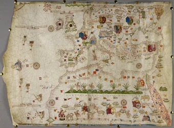 Lisätä. 31318 B Euroopan, Vähä-Aasian ja Afrikan kartta etelään Cape Rossoon asti, vellum