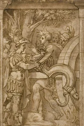 Alexander leikkaamassa Gordionin solmua