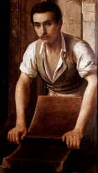Suklaan käsintehty valmistus Nimetön kyltin maalaus. 1875-1900 Milano, museo di Milano