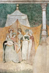 Bicocca degli Arcimboldi: 1400-luvun fresko, yksityiskohta musiikkia soittavista naisista (fresko)