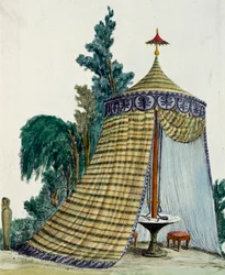 Kiinalainen paviljonki puutarhassa, noin 1810, kaiverrus, Italia