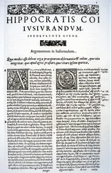 Ote Hippokrateen valasta latinaksi ja kreikaksi, 1588