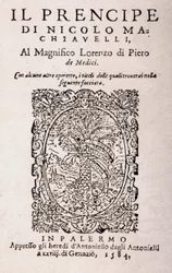 Etukappale Niccolo Machiavellin "Prinssistä" (litho)