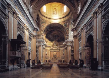 Sisäkuva Gesun kirkosta Roomassa, noin 1568 (Chiesa del Gesun sisäkuva Roomassa, Italia)