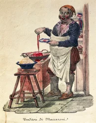 Makaronimyyjä, Print, Italia