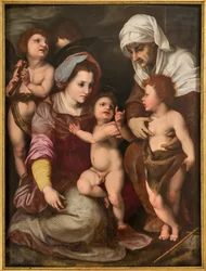 Madonna Jeesus-lapsen, Pyhän Elisabetin, Pyhän Johanneksen ja kahden enkelin kanssa, kopio Andrea Del Sartolta (öljy paneelissa)