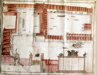 Kartta Venetsian arsenaalista vuodelta 1580.