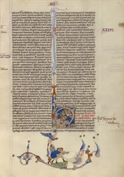 Mooses löi vettä kalliosta israelilaisille, n. 1250–1262 (tempera ja kulta pergamentilla)
