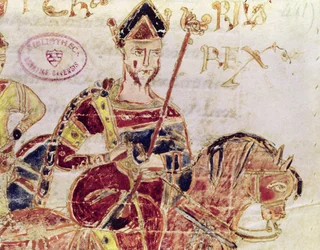 Ms 4 Lothair I (n. 795-855) hevosensa selässä