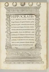 Kahdeksankymmentä osaa, Marcus Fabius Calvus (n. 1440-1527) kääntänyt Hippokrateen korpuksen kreikasta latinaksi, Rooma: Franciscus Minutius Calvus