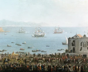 Piedigrotta-juhla Napolissa 8. syyskuuta. Yksityiskohta kuninkaallisesta kulkueesta - 1800-luvun alku - Museo Nazionale di San Martino, Napoli