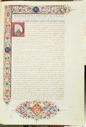 Plut 82.6 C.1 Ficinon kääntämät Platonin dialogit, omistettu Lorenzo Suurmiehelle, noin 1480 (pergamentti).