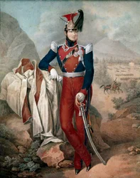 Ferdinand II:n (Ferdinando Carlo) (1810-1859), Molempain Sisiliain kuninkaan, muotokuva, tuntemattoman tekijän akvarelli, 1800-luku, Museo Nazionale di San Martino, Napoli