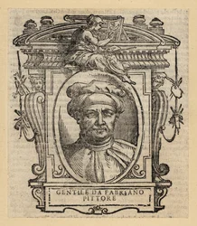Gentile da Fabianon muotokuva, italialainen kansainvälisen gotiikan tyylin taidemaalari, noin 1370-1427