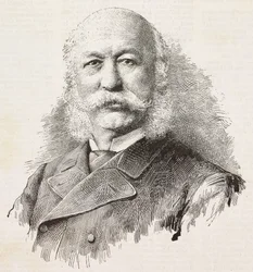 Girolamo Cantellin (1815-1884), italialaisen patriootin ja poliitikon muotokuva, kaiverrus Baronin ja Gardellin valokuvasta, L