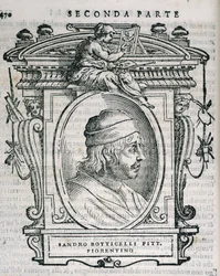 Sandro Botticellin (14445-1510) muotokuva elokuvasta Vasaris Lives of the Artists, julkaistu ensimmäisen kerran 1550