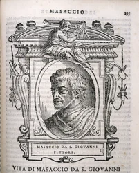 Tomaso Masaccion (1401-28) muotokuva teoksesta Vasaris Lives of the Artists, julkaistu ensimmäisen kerran 1550