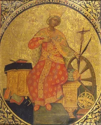 Pyhä Katariina Aleksandrialainen (tempera ja kultalehti paneelissa)